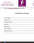 Déclaration sur l'honneur